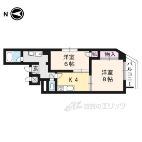 パレファミール府庁前(2K/7階)の間取り写真