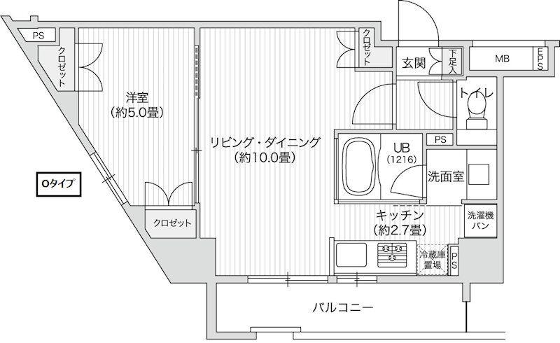 レジディア笹塚II(1LDK/4階)の間取り写真
