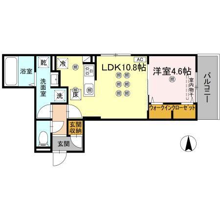 ベルナシェンテ南松山(1LDK/1階)の間取り写真