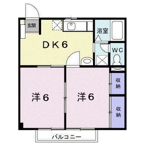 ヌ-ベル ケイA(2DK/1階)の間取り写真
