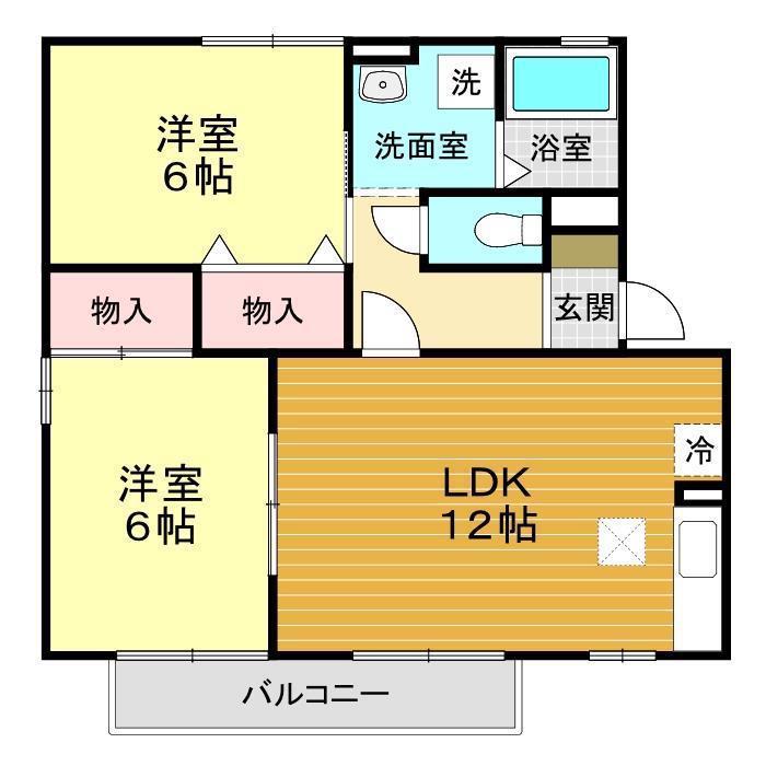 アーバンライフ2号館(2LDK/1階)の間取り写真