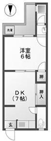 第一ニューグリンハウス杉(1DK/2階)の間取り写真