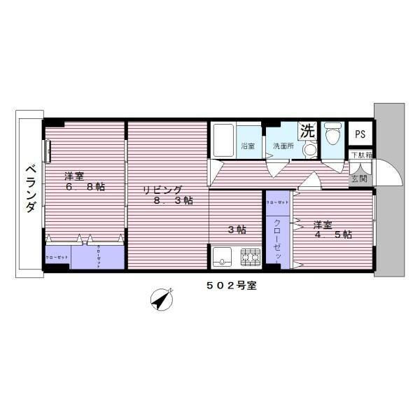 CASA十条台(2LDK/4階)の間取り写真
