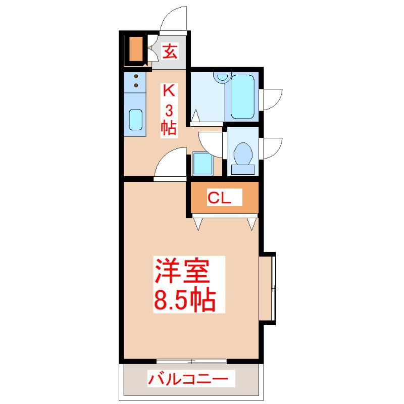 シーサイド平川(1K/2階)の間取り写真