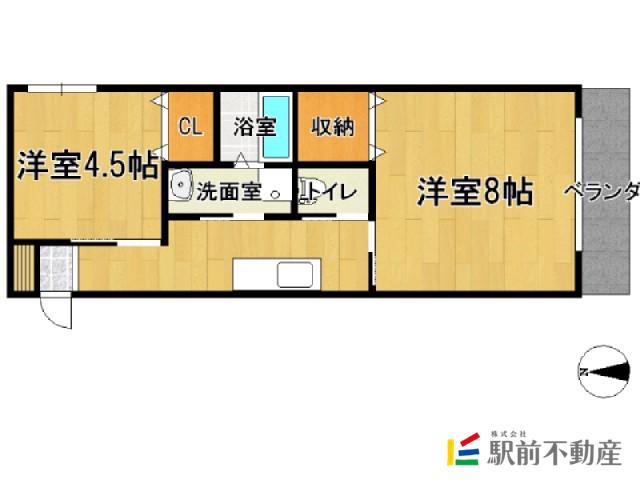 ラウトSENTOSA輝(2K/2階)の間取り写真
