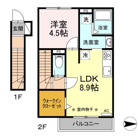 ハレルヤ(1LDK/1階)の間取り写真