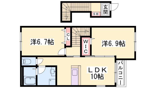 シルフィード三木(2LDK/2階)の間取り写真
