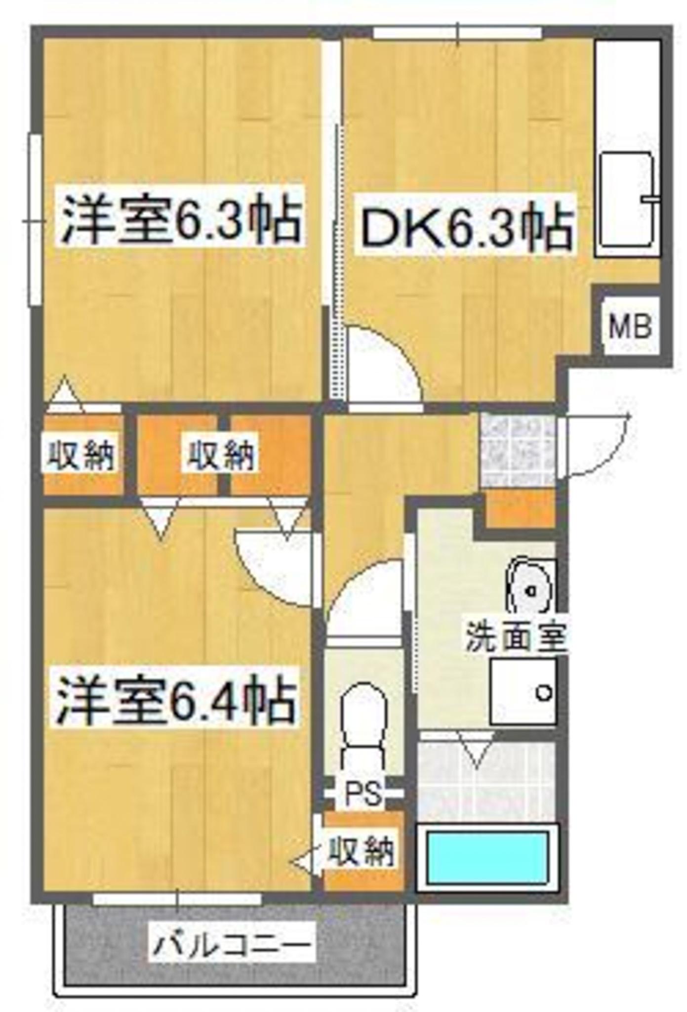 ブレイン佐古I(2DK/2階)の間取り写真