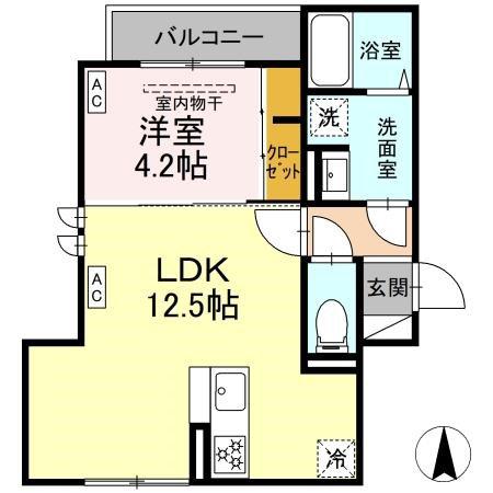 セレスティア扇VI(1LDK/3階)の間取り写真