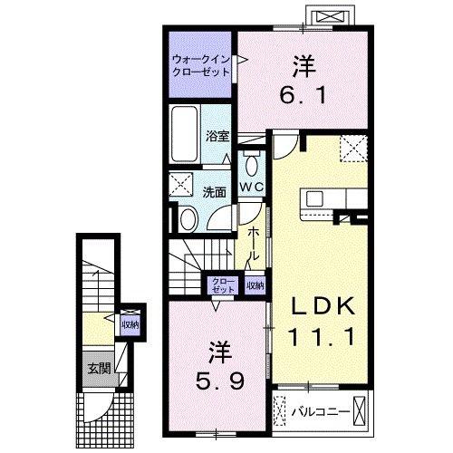 サンコウレジデンスB(2LDK/2階)の間取り写真