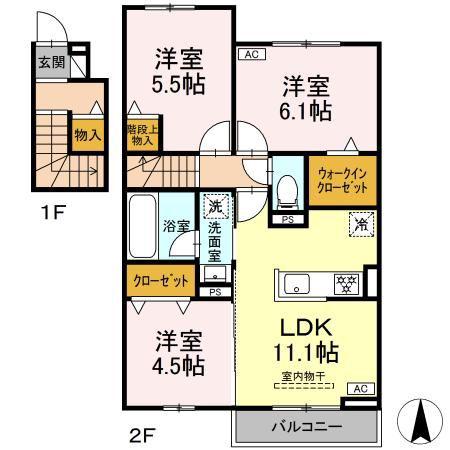 ルミナーレ(3LDK/2階)の間取り写真