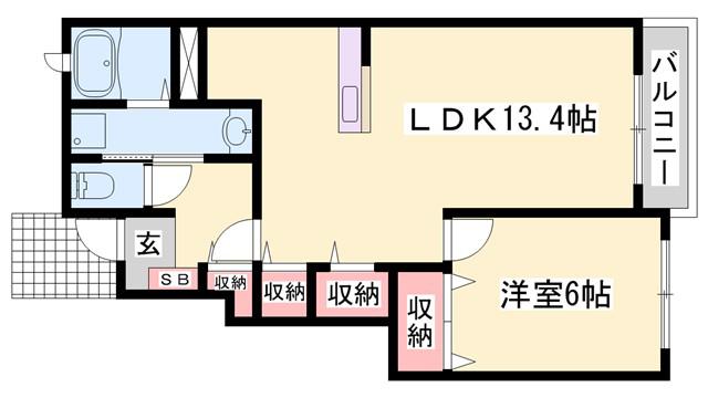 キャッスル・ミニヨン(1LDK/1階)の間取り写真