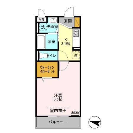 エポック(1K/1階)の間取り写真