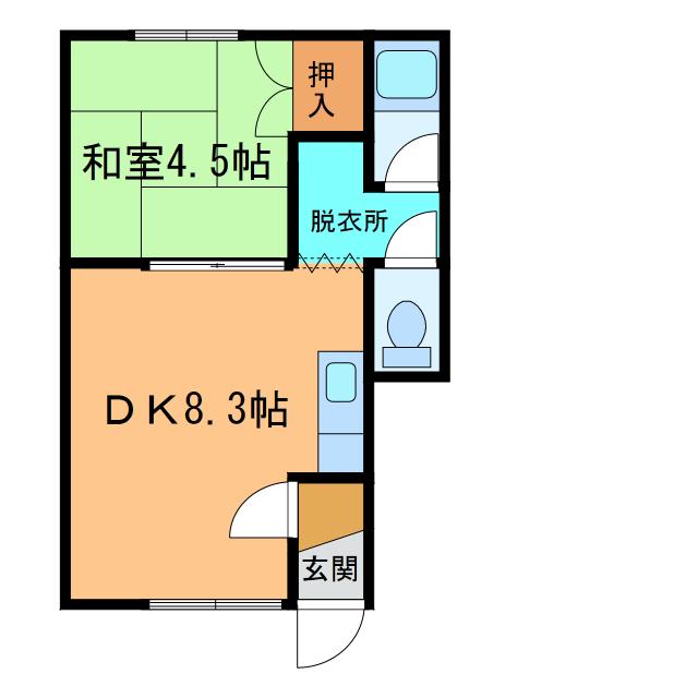 光南ハイツ(1DK/1階)の間取り写真