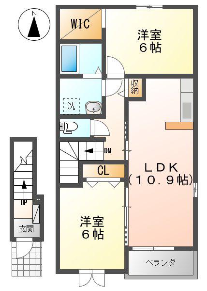 グランスタ ナイキ(2LDK/2階)の間取り写真