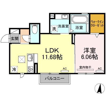 GLAN M.T(1LDK/1階)の間取り写真