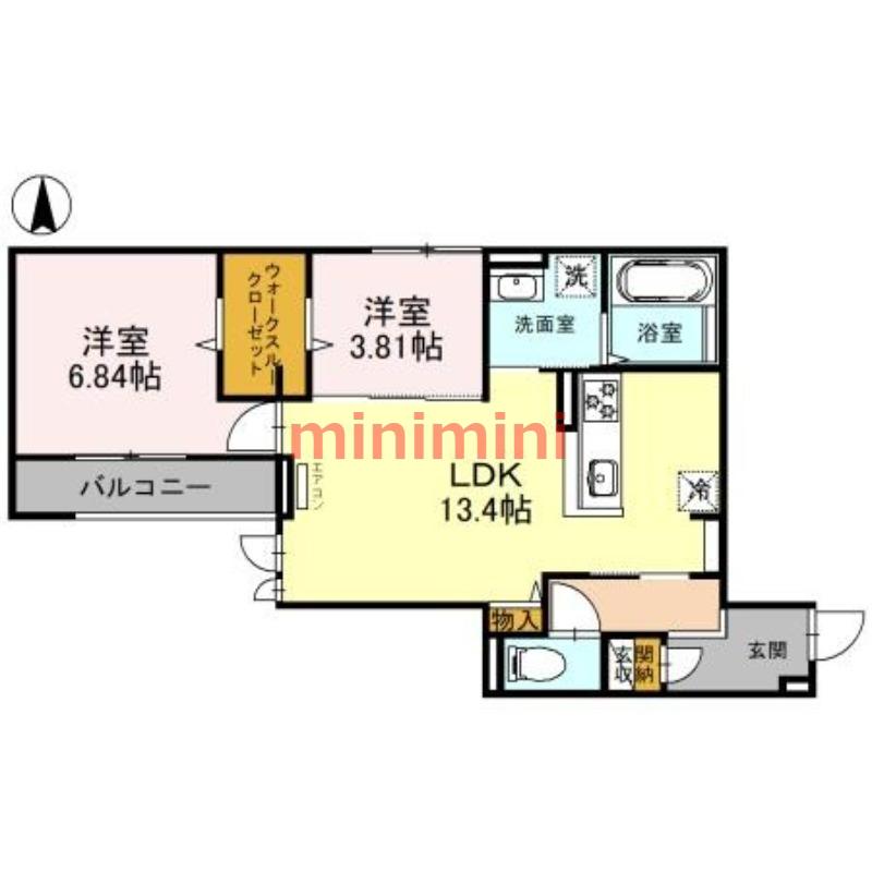 D-RESIDENCE八幡町(2LDK/2階)の間取り写真