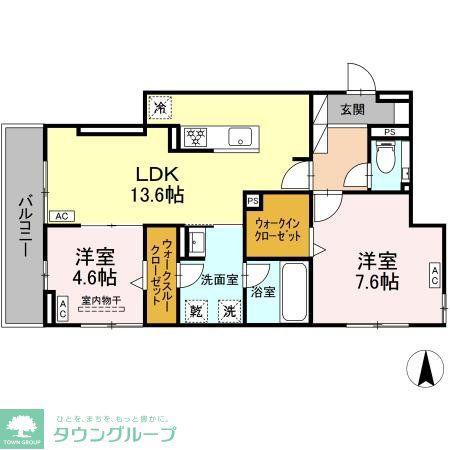セレスティア草薙町(2LDK/3階)の間取り写真