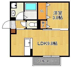 COZY COURT下曽根(1LDK/1階)の間取り写真