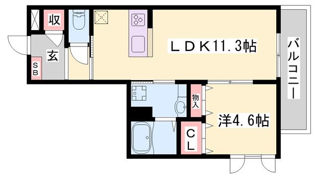 メゾン・ド・クルー(1LDK/3階)の間取り写真