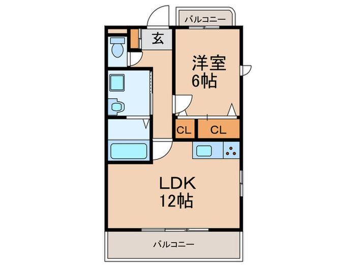 エグゼ三恵(1LDK/2階)の間取り写真