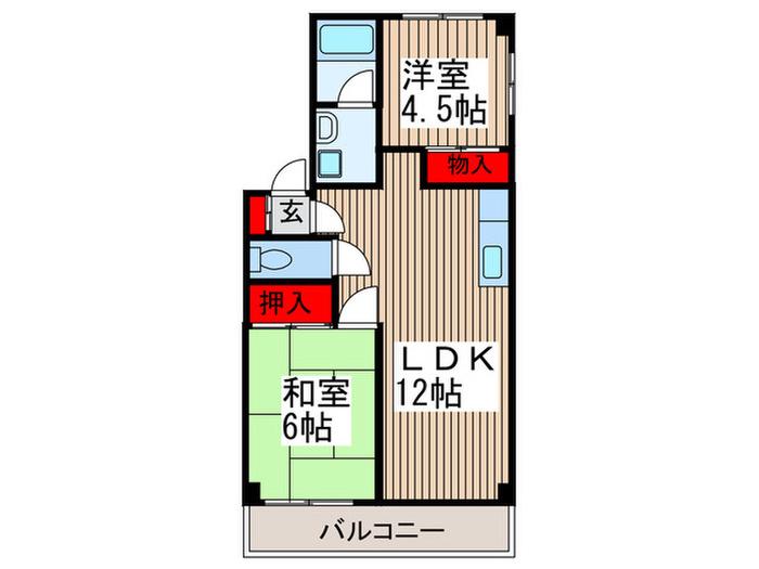 若葉マンション(2LDK/1階)の間取り写真