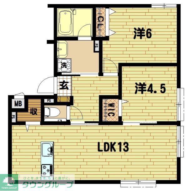 ヘーベルフラット大和(1LDK/1階)の間取り写真