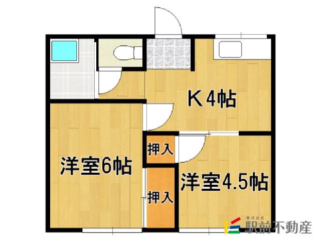 藤本アパート(2K/2階)の間取り写真