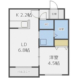 BELL WALK 2(1LDK/3階)の間取り写真