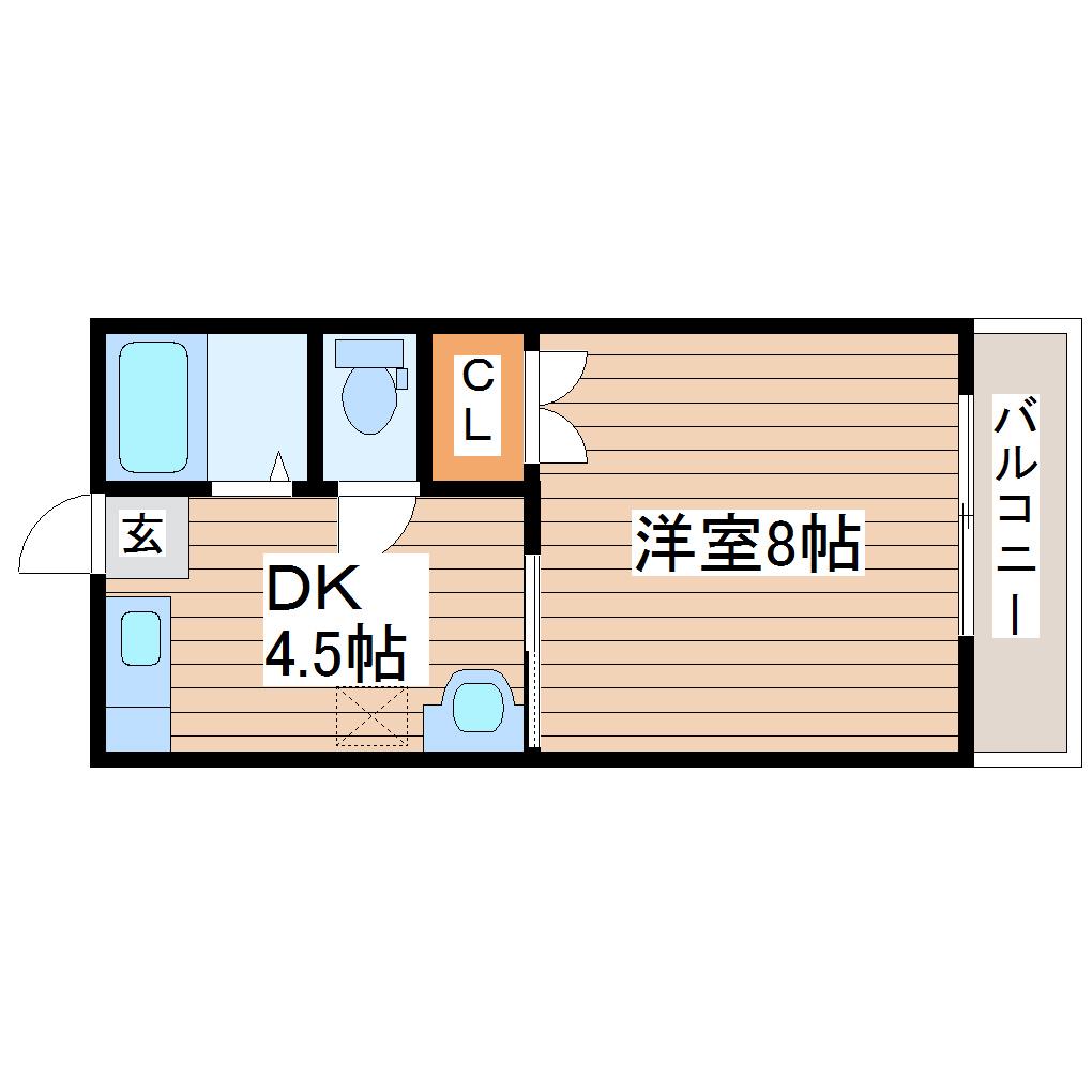 ブルーベリー中倉(1K/2階)の間取り写真