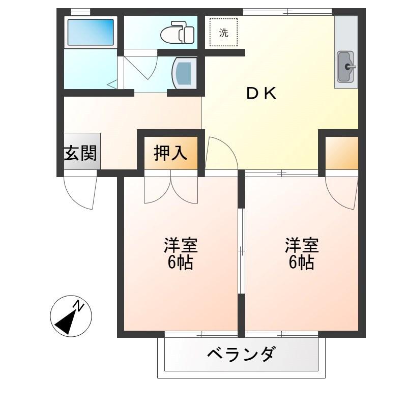 コーポみどり(2DK/2階)の間取り写真
