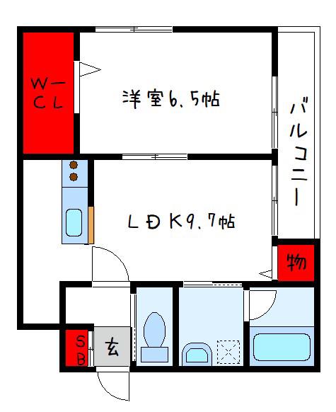 GRANDEL K(1LDK/1階)の間取り写真