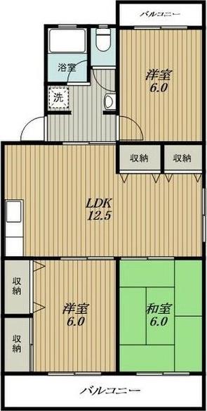 パークハウスあまの(3LDK/4階)の間取り写真