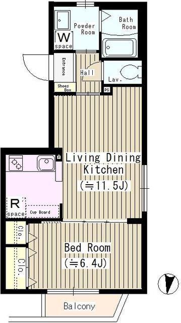 TOKYO FLAT(1LDK/2階)の間取り写真