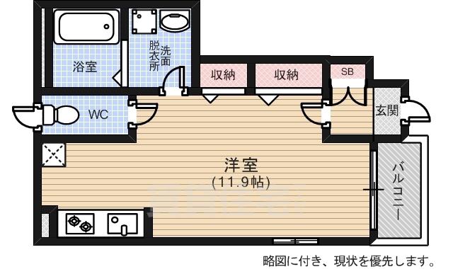 ヴァンベール(ワンルーム/1階)の間取り写真