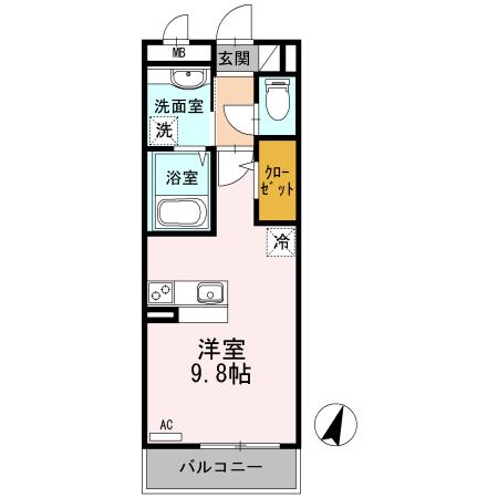 ラクサリー国分寺(ワンルーム/3階)の間取り写真