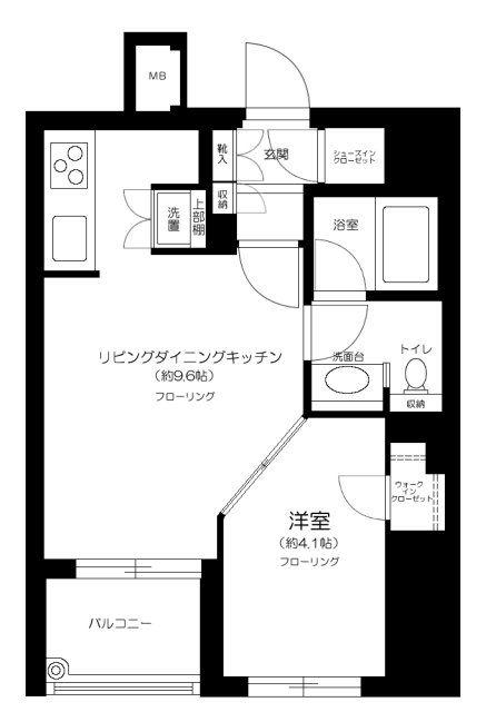 シュロス中野(1LDK/6階)の間取り写真