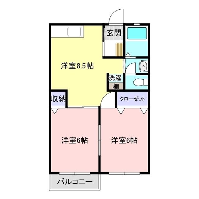 クレストI A棟(2DK/2階)の間取り写真