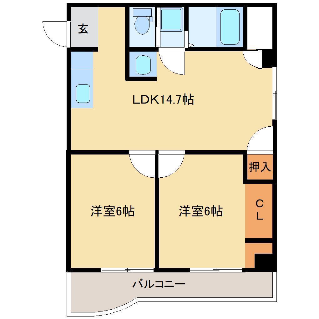 アーバンコート庄内弐番館(2LDK/3階)の間取り写真