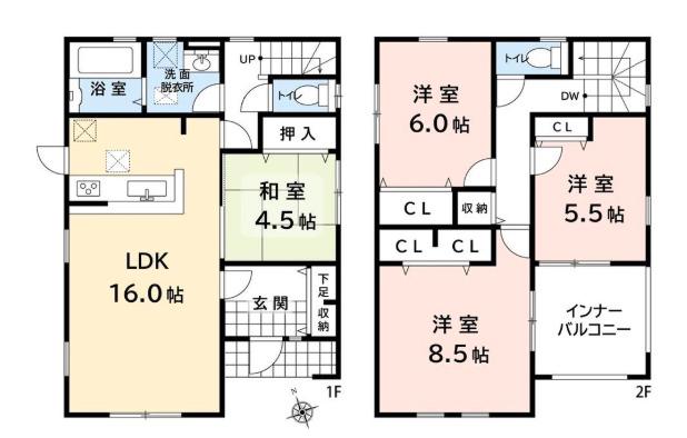 JR高崎線 倉賀野駅 徒歩12分 2階建 築7年(4LDK/1階)の間取り写真