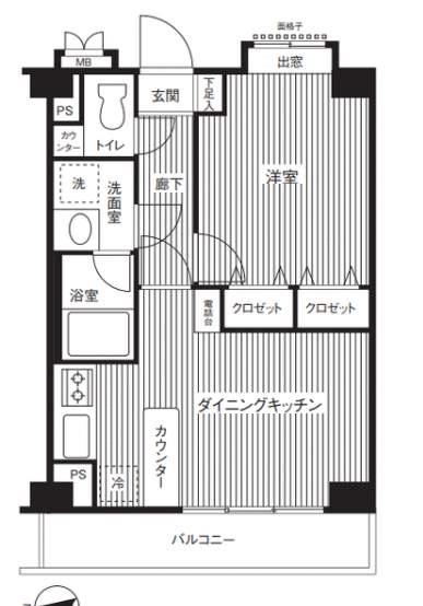 ヒルズ洗足池公園(1DK/1階)の間取り写真