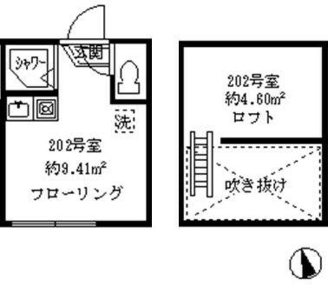 フェリス下高井戸(ワンルーム/2階)の間取り写真