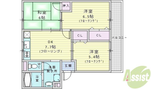 アルスシンコー(3DK/2階)の間取り写真