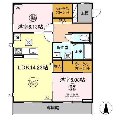 S・レーヴ(2LDK/1階)の間取り写真