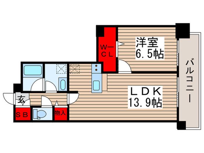 ロイヤルパークスタワー南千住(1LDK/12階)の間取り写真