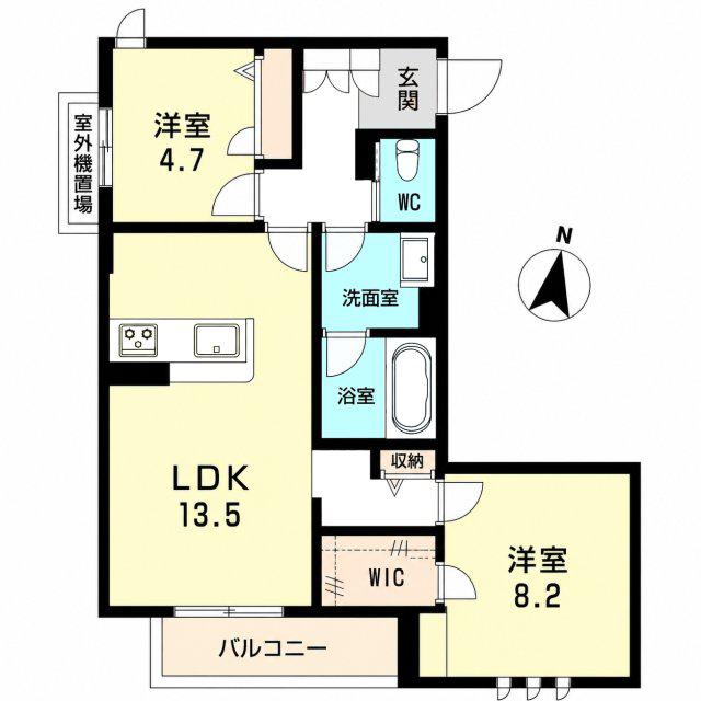 シャーメゾン神戸摩耶(2LDK/2階)の間取り写真