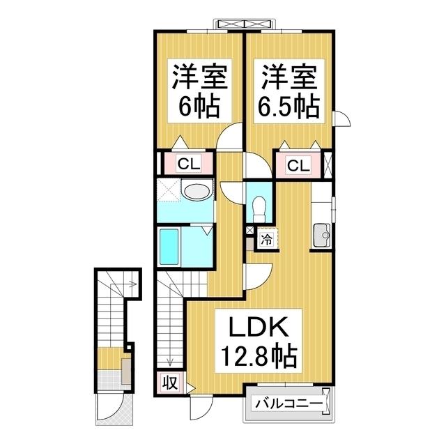 メリーモナーク(2LDK/2階)の間取り写真