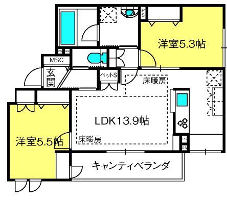 ANNEX R(2LDK/3階)の間取り写真