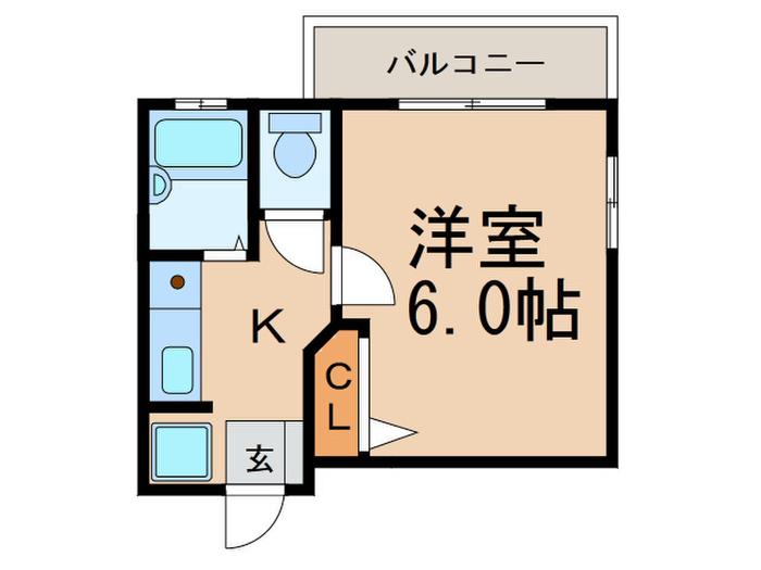 マーベラス南天神(1K/2階)の間取り写真