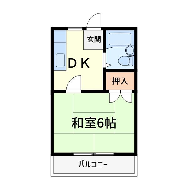 ウェルシィー氷室(1DK/2階)の間取り写真